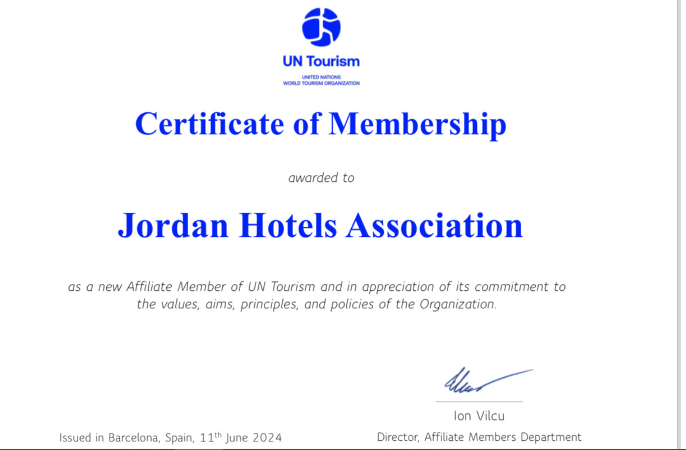 جمعية الفنادق عضوا في منظمة الأمم المتحدة للسياحة 